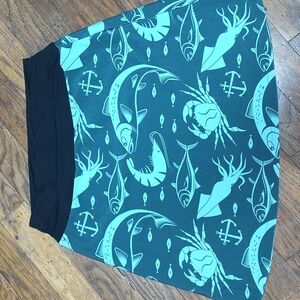 Black and Teal Fish Print Skirt